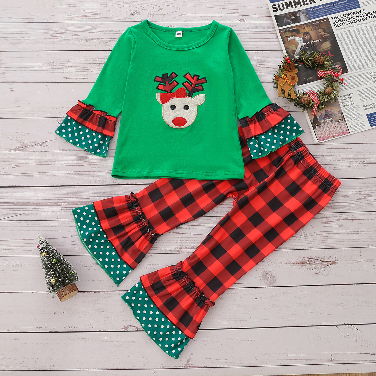 boutique two pieces Christmas printed legging set